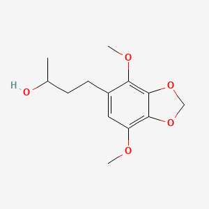 molecular formula C13H18O5 B11478909 1,3-Benzodioxole-5-propanol, 4,7-dimethoxy-alpha-methyl- 