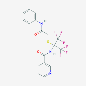 N-(1,1,1,3,3,3-hexafluoro-2-{[2-oxo-2-(phenylamino)ethyl]sulfanyl}propan-2-yl)pyridine-3-carboxamide