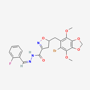 5-[(6-bromo-4,7-dimethoxy-1,3-benzodioxol-5-yl)methyl]-N'-[(Z)-(2-fluorophenyl)methylidene]-4,5-dihydro-1,2-oxazole-3-carbohydrazide