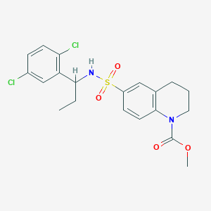 molecular formula C20H22Cl2N2O4S B11478941 methyl 6-{[1-(2,5-dichlorophenyl)propyl]sulfamoyl}-3,4-dihydroquinoline-1(2H)-carboxylate 