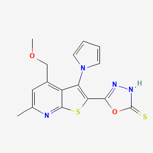 5-[4-(methoxymethyl)-6-methyl-3-(1H-pyrrol-1-yl)thieno[2,3-b]pyridin-2-yl]-1,3,4-oxadiazole-2-thiol