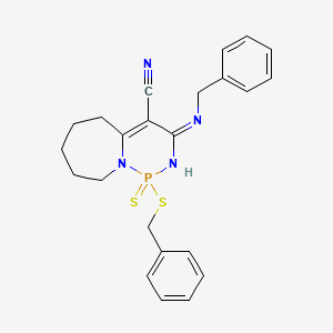 3-(Benzylamino)-1-(benzylsulfanyl)-1,5,6,7,8,9-hexahydro[1,3,2]diazaphosphinino[1,6-a]azepine-4-carbonitrile 1-sulfide