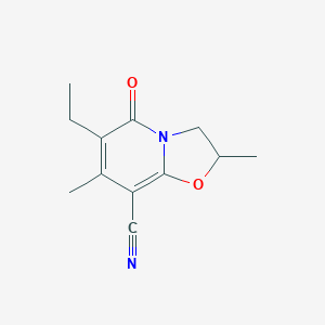 5H-Oxazolo[3,2-a]pyridine-8-carbonitrile, 6-ethyl-2,3-dihydro-2,7-dimethyl-5-oxo-