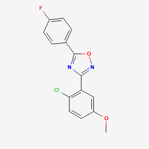 molecular formula C15H10ClFN2O2 B11479190 3-(2-Chloro-5-methoxyphenyl)-5-(4-fluorophenyl)-1,2,4-oxadiazole 