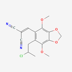 molecular formula C16H15ClN2O4 B11479199 {[6-(2-Chloropropyl)-4,7-dimethoxy-1,3-benzodioxol-5-yl]methylidene}propanedinitrile 