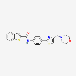 molecular formula C23H21N3O2S2 B11479233 N-{4-[4-(morpholin-4-ylmethyl)-1,3-thiazol-2-yl]phenyl}-1-benzothiophene-2-carboxamide 