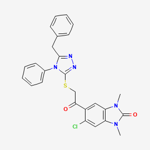 5-{[(5-benzyl-4-phenyl-4H-1,2,4-triazol-3-yl)sulfanyl]acetyl}-6-chloro-1,3-dimethyl-1,3-dihydro-2H-benzimidazol-2-one