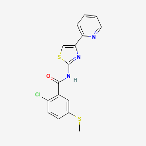 molecular formula C16H12ClN3OS2 B11479276 2-chloro-5-(methylsulfanyl)-N-[4-(pyridin-2-yl)-1,3-thiazol-2-yl]benzamide 