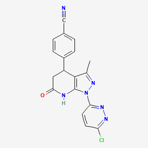 molecular formula C18H13ClN6O B11479319 4-[1-(6-chloropyridazin-3-yl)-6-hydroxy-3-methyl-4,5-dihydro-1H-pyrazolo[3,4-b]pyridin-4-yl]benzonitrile 