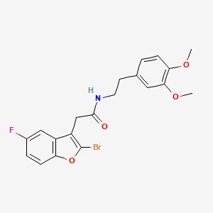 molecular formula C20H19BrFNO4 B11479321 2-(2-bromo-5-fluoro-1-benzofuran-3-yl)-N-[2-(3,4-dimethoxyphenyl)ethyl]acetamide 