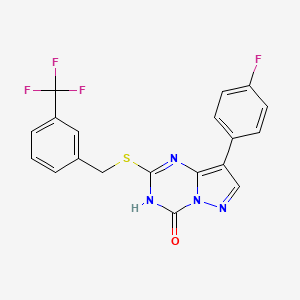 8-(4-fluorophenyl)-2-((3-(trifluoromethyl)benzyl)thio)pyrazolo[1,5-a][1,3,5]triazin-4(3H)-one