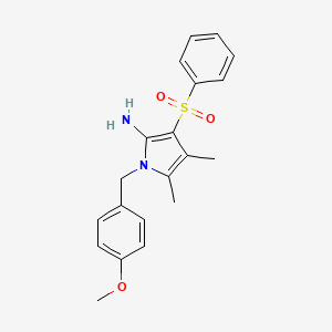 molecular formula C20H22N2O3S B11479343 1-(4-methoxybenzyl)-4,5-dimethyl-3-(phenylsulfonyl)-1H-pyrrol-2-amine 