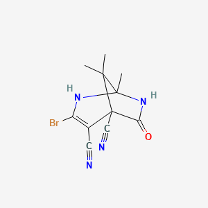 molecular formula C11H11BrN4O B11479344 3-Bromo-1,8,8-trimethyl-6-oxo-2,7-diazabicyclo[3.2.1]oct-3-ene-4,5-dicarbonitrile 