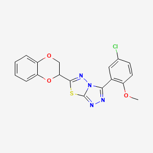 3-(5-Chloro-2-methoxyphenyl)-6-(2,3-dihydro-1,4-benzodioxin-2-yl)[1,2,4]triazolo[3,4-b][1,3,4]thiadiazole