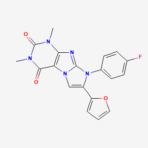 molecular formula C19H14FN5O3 B11479393 8-(4-fluorophenyl)-7-(furan-2-yl)-1,3-dimethyl-1H-imidazo[2,1-f]purine-2,4(3H,8H)-dione 