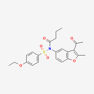 molecular formula C23H25NO6S B11479400 N-(3-acetyl-2-methyl-1-benzofuran-5-yl)-N-[(4-ethoxyphenyl)sulfonyl]butanamide 