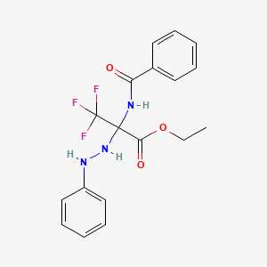 molecular formula C18H18F3N3O3 B11479450 Propanoic acid, 2-(benzoylamino)-3,3,3-trifluoro-2-(2-phenylhydrazino)-, ethyl ester 