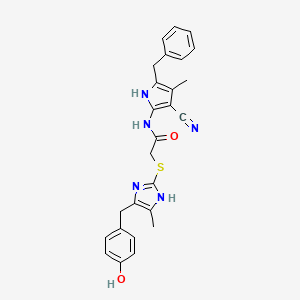 N-(5-benzyl-3-cyano-4-methyl-1H-pyrrol-2-yl)-2-{[5-(4-hydroxybenzyl)-4-methyl-1H-imidazol-2-yl]sulfanyl}acetamide