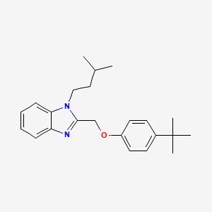 molecular formula C23H30N2O B11479556 2-[(4-tert-butylphenoxy)methyl]-1-(3-methylbutyl)-1H-benzimidazole 