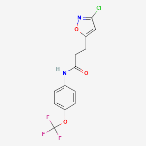 molecular formula C13H10ClF3N2O3 B11479571 3-(3-chloro-1,2-oxazol-5-yl)-N-[4-(trifluoromethoxy)phenyl]propanamide 