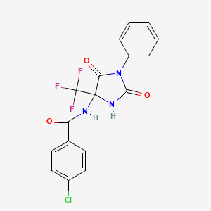 4-chloro-N-[2,5-dioxo-1-phenyl-4-(trifluoromethyl)imidazolidin-4-yl]benzamide