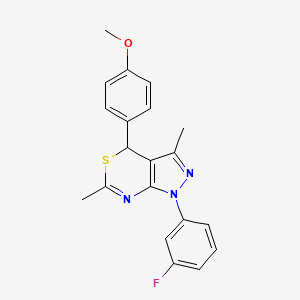 molecular formula C20H18FN3OS B11479610 1-(3-Fluorophenyl)-4-(4-methoxyphenyl)-3,6-dimethyl-1,4-dihydropyrazolo[3,4-d][1,3]thiazine 