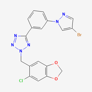 5-[3-(4-bromo-1H-pyrazol-1-yl)phenyl]-2-[(6-chloro-1,3-benzodioxol-5-yl)methyl]-2H-tetrazole