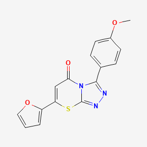 molecular formula C16H11N3O3S B11479653 7-(furan-2-yl)-3-(4-methoxyphenyl)-5H-[1,2,4]triazolo[3,4-b][1,3]thiazin-5-one 