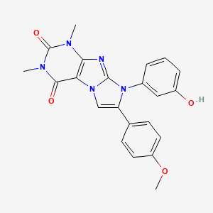 molecular formula C22H19N5O4 B11479661 8-(3-hydroxyphenyl)-7-(4-methoxyphenyl)-1,3-dimethyl-1H-imidazo[2,1-f]purine-2,4(3H,8H)-dione 