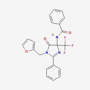 molecular formula C22H16F3N3O3 B11479666 N-[1-(furan-2-ylmethyl)-5-oxo-2-phenyl-4-(trifluoromethyl)-4,5-dihydro-1H-imidazol-4-yl]benzamide 