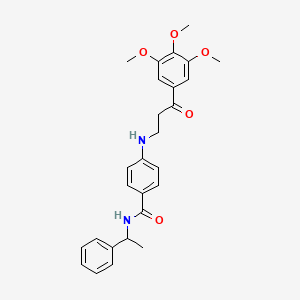 molecular formula C27H30N2O5 B11479668 4-{[3-oxo-3-(3,4,5-trimethoxyphenyl)propyl]amino}-N-(1-phenylethyl)benzamide 