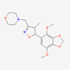 molecular formula C18H24N2O6 B11479669 4-{[5-(4,7-Dimethoxy-1,3-benzodioxol-5-yl)-4-methyl-4,5-dihydro-3-isoxazolyl]methyl}morpholine 