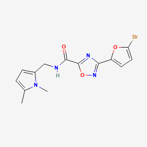 molecular formula C14H13BrN4O3 B11479685 3-(5-bromofuran-2-yl)-N-[(1,5-dimethyl-1H-pyrrol-2-yl)methyl]-1,2,4-oxadiazole-5-carboxamide 