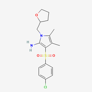 3-[(4-chlorophenyl)sulfonyl]-4,5-dimethyl-1-(tetrahydrofuran-2-ylmethyl)-1H-pyrrol-2-amine