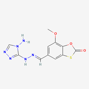 molecular formula C11H10N6O3S B11479723 5-{(E)-[2-(4-amino-4H-1,2,4-triazol-3-yl)hydrazinylidene]methyl}-7-methoxy-1,3-benzoxathiol-2-one 