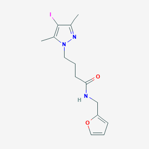 molecular formula C14H18IN3O2 B11479777 N-(furan-2-ylmethyl)-4-(4-iodo-3,5-dimethyl-1H-pyrazol-1-yl)butanamide 