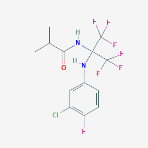 molecular formula C13H12ClF7N2O B11479800 N-{2-[(3-chloro-4-fluorophenyl)amino]-1,1,1,3,3,3-hexafluoropropan-2-yl}-2-methylpropanamide 