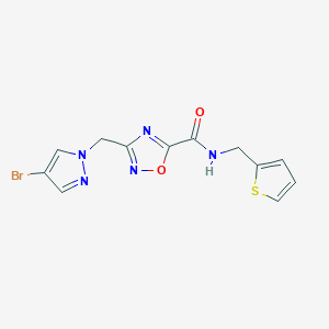 molecular formula C12H10BrN5O2S B11479859 3-[(4-bromo-1H-pyrazol-1-yl)methyl]-N-(thiophen-2-ylmethyl)-1,2,4-oxadiazole-5-carboxamide 