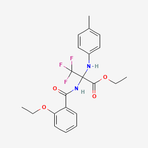 molecular formula C21H23F3N2O4 B11479871 ethyl N-[(2-ethoxyphenyl)carbonyl]-3,3,3-trifluoro-2-[(4-methylphenyl)amino]alaninate 