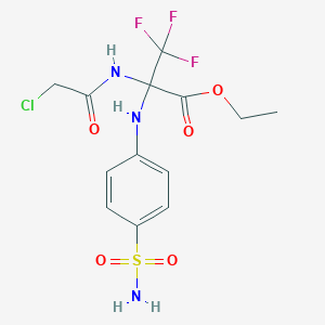 molecular formula C13H15ClF3N3O5S B11479887 ethyl N-(chloroacetyl)-3,3,3-trifluoro-2-[(4-sulfamoylphenyl)amino]alaninate 