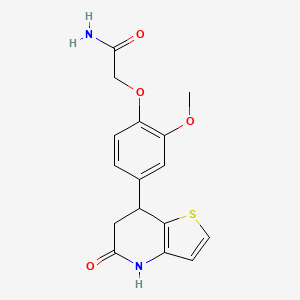 molecular formula C16H16N2O4S B11479890 2-[2-Methoxy-4-(5-oxo-4,5,6,7-tetrahydrothieno[3,2-b]pyridin-7-yl)phenoxy]acetamide 