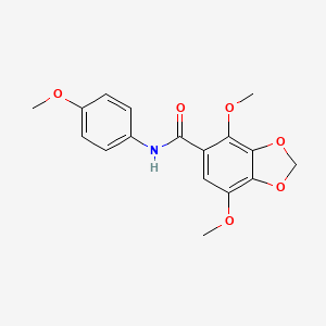 molecular formula C17H17NO6 B11479909 4,7-dimethoxy-N-(4-methoxyphenyl)-1,3-benzodioxole-5-carboxamide 