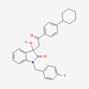 molecular formula C29H28FNO3 B11479932 3-[2-(4-cyclohexylphenyl)-2-oxoethyl]-1-(4-fluorobenzyl)-3-hydroxy-1,3-dihydro-2H-indol-2-one 