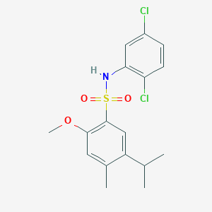 molecular formula C17H19Cl2NO3S B11479942 N-(2,5-dichlorophenyl)-2-methoxy-4-methyl-5-(propan-2-yl)benzenesulfonamide 