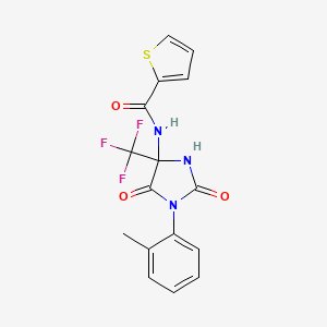 N-[1-(2-methylphenyl)-2,5-dioxo-4-(trifluoromethyl)imidazolidin-4-yl]thiophene-2-carboxamide