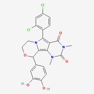 8-(2,4-dichlorophenyl)-13-(3,4-dihydroxyphenyl)-3,5-dimethyl-12-oxa-3,5,9-triazatricyclo[7.4.0.02,7]trideca-1,7-diene-4,6-dione