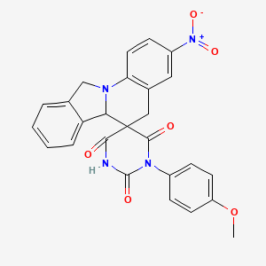 molecular formula C26H20N4O6 B11480005 5-(4-Methoxyphenyl)-3'-nitro-6'A,11'-dihydro-5'H-spiro[1,5-diazinane-3,6'-isoindolo[2,1-A]quinoline]-2,4,6-trione 