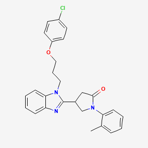 molecular formula C27H26ClN3O2 B11480022 4-{1-[3-(4-chlorophenoxy)propyl]-1H-benzimidazol-2-yl}-1-(2-methylphenyl)pyrrolidin-2-one 