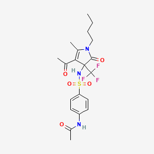 molecular formula C20H24F3N3O5S B11480052 N-(4-{[4-acetyl-1-butyl-5-methyl-2-oxo-3-(trifluoromethyl)-2,3-dihydro-1H-pyrrol-3-yl]sulfamoyl}phenyl)acetamide 