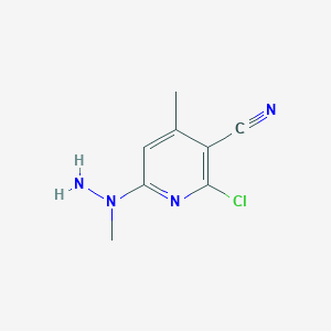 molecular formula C8H9ClN4 B11480073 2-Chloro-4-methyl-6-(1-methylhydrazinyl)pyridine-3-carbonitrile 